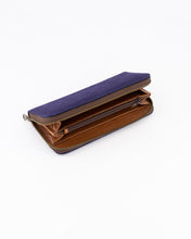 Load image into Gallery viewer, The Camps Bay Purse | Brown Leather Inner and Navy Canvas Outer
