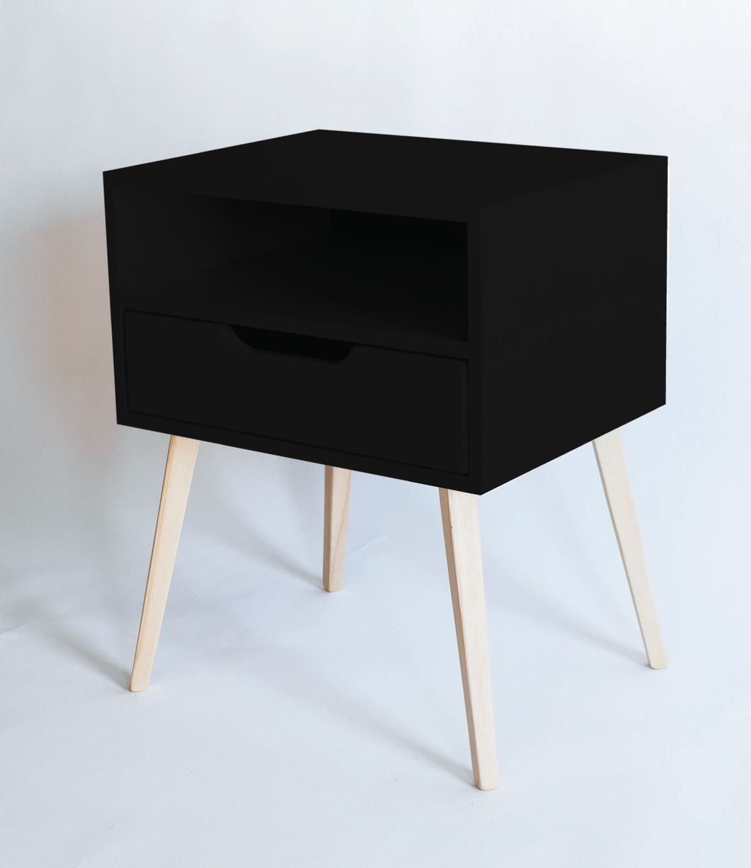 Secaleni Black Side Table Single Drawer With Shelf