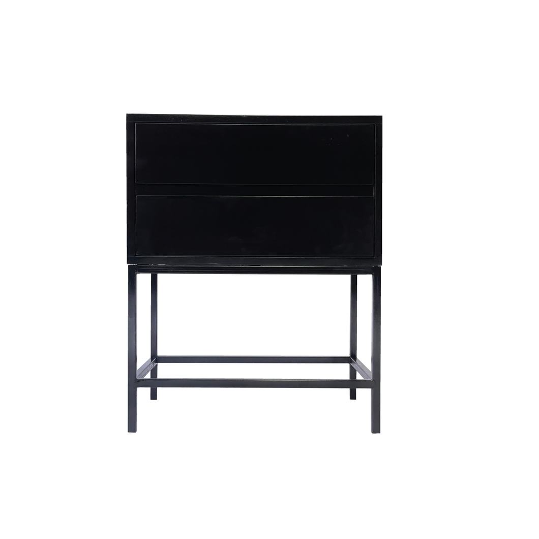 El Capitan Black Side Table Two Drawer With Hidden Handles