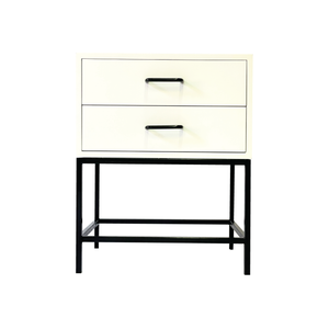 El Capitan White Side Table Two Drawer - Round Handles
