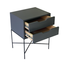 Load image into Gallery viewer, Everest Grey Side Table Two Drawer - Cut Out Handles
