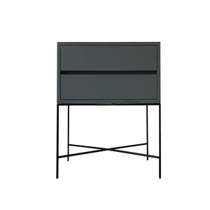 Everest Grey Two Drawer Side Table - Hidden Handles