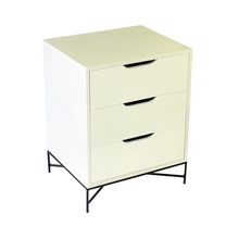 Load image into Gallery viewer, Everest White Side Table Three Drawer - Cut Out Handles
