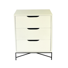 Load image into Gallery viewer, Everest White Side Table Three Drawer - Cut Out Handles
