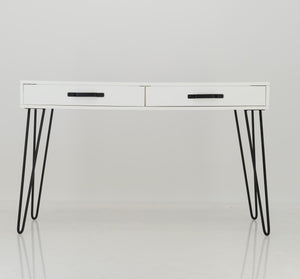 Fuji White Desk Two Drawer - Steel Handles