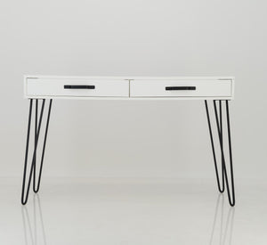 Fuji White Desk Two Drawer - Steel Handles