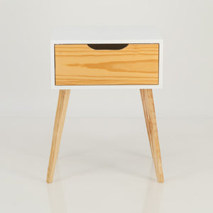 Halti White Side Table with One Drawer - Cut Out Handles