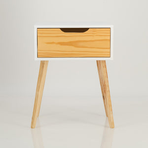 Halti White Side Table with One Drawer - Cut Out Handles