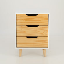 Load image into Gallery viewer, Halti White Side Table with Three Drawers - Cut Out Handles
