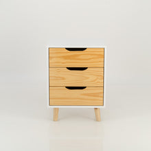 Load image into Gallery viewer, Halti White Side Table with Three Drawers - Cut Out Handles
