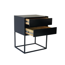 Load image into Gallery viewer, Kilimanjaro Black Side Table Two Drawer With Hidden Handles
