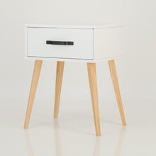 Load image into Gallery viewer, Makalu White Side Table with One Drawer - Steel Handles

