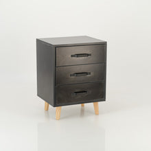 Load image into Gallery viewer, Makalu Black Side Table with Three Drawers - Steel Handles
