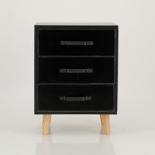 Load image into Gallery viewer, Makalu Black Side Table with Three Drawers - Steel Handles
