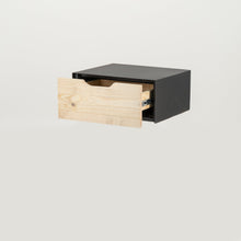 Load image into Gallery viewer, Manaslu Black Floating Side Table One Drawer - Cut Out Handle
