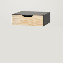 Load image into Gallery viewer, Manaslu Black Floating Side Table Slimline One Drawer - Cut Out Handle
