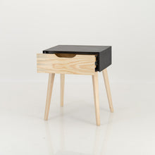 Load image into Gallery viewer, Manaslu Black Side Table Slimline One Drawer - Cut Out Handle
