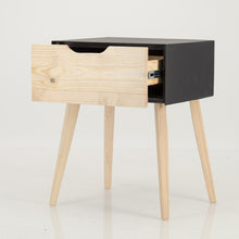 Load image into Gallery viewer, Manaslu Black Side Table One Drawer - Cut Out Handle
