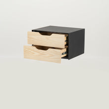Load image into Gallery viewer, Manaslu Black Floating Side Table Two Drawer - Cut Out Handles
