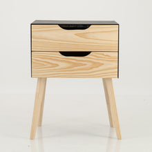 Load image into Gallery viewer, Manaslu Black Side Table Two Drawer - Cut Out Handles
