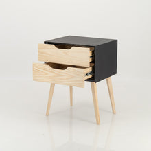 Load image into Gallery viewer, Manaslu Black Side Table Two Drawer - Cut Out Handles
