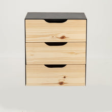 Load image into Gallery viewer, Manaslu Black Floating Side Table Three Drawer - Cut Out Handles
