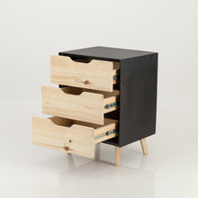 Load image into Gallery viewer, Manaslu Black Side Table Three Drawer - Cut Out Handles
