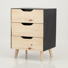 Load image into Gallery viewer, Manaslu Black Side Table Three Drawer - Cut Out Handles

