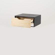 Load image into Gallery viewer, Mont Blanc Black Floating Side Table One Drawer - Cut Out Handle

