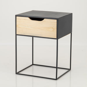 Mont Blanc Black Side Table One Drawer - Cut Out Handle