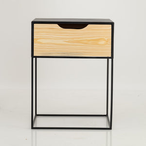 Mont Blanc Black Side Table One Drawer - Cut Out Handle