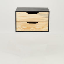 Load image into Gallery viewer, Mont Blanc Black Floating Side Table Two Drawer - Cut Out Handles
