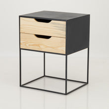 Load image into Gallery viewer, Mont Blanc Black Side Table Two Drawer - Cut Out Handles
