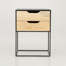 Load image into Gallery viewer, Mont Blanc Black Side Table Two Drawer - Cut Out Handles
