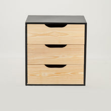 Load image into Gallery viewer, Mont Blanc Black Floating Side Table Three Drawer - Cut Out Handles
