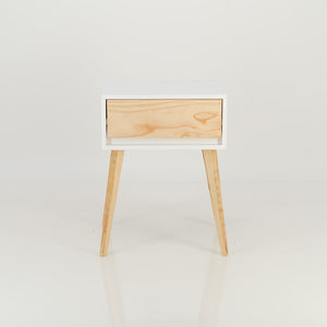 Nallo White Side Table with One Drawer - Hidden Handle