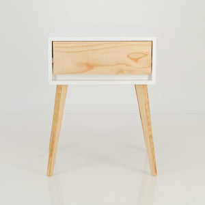 Nallo White Side Table with One Drawer - Hidden Handle