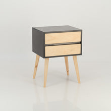 Load image into Gallery viewer, Nallo Black Side Table with Two Drawers - Hidden Handles
