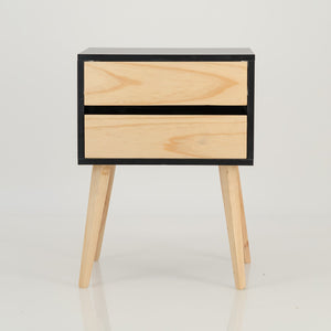 Nallo Black Side Table with Two Drawers - Hidden Handles