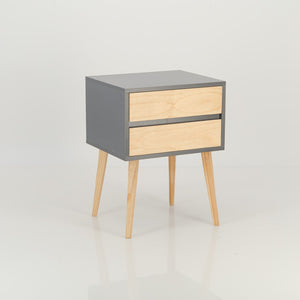 Nallo Grey Side Table with Two Drawers - Hidden Handles