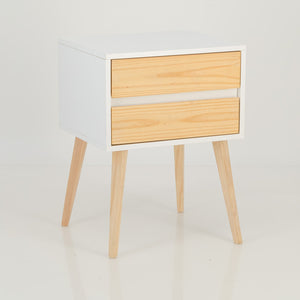 Nallo White Side Table with Two Drawers - Hidden Handles
