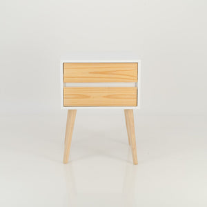Nallo White Side Table with Two Drawers - Hidden Handles