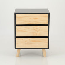 Load image into Gallery viewer, Nallo Black Side Table with Three Drawers - Hidden Handles
