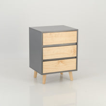 Load image into Gallery viewer, Nallo Grey Side Table with Three Drawers - Hidden Handles
