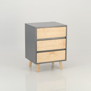 Nallo Grey Side Table with Three Drawers - Hidden Handles