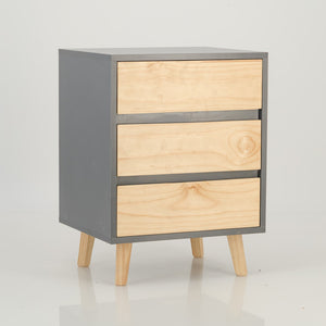 Nallo Grey Side Table with Three Drawers - Hidden Handles