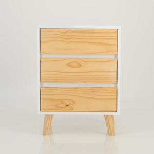 Nallo White Side Table with Three Drawers - Hidden Handles