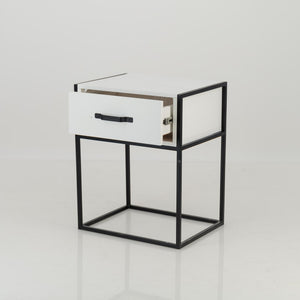 Tsitsikamma White Side Table with One Drawer - Steel Handles