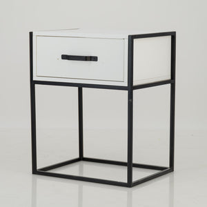 Tsitsikamma White Side Table with One Drawer - Steel Handles