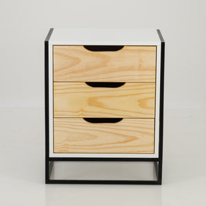 Tsitsikamma White Side Table with Three Drawers - Cut Out Handles